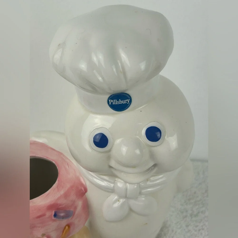 VTG '1992' Utensil Jar - Pillsbury Doughboy FUNFETTI Pink Cupcake